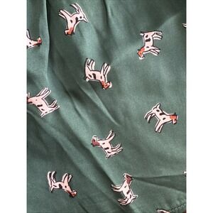 Anthropologie Silky Pajama Sleep Short Size Small Green‎ w Spotted Dog Lyrebird